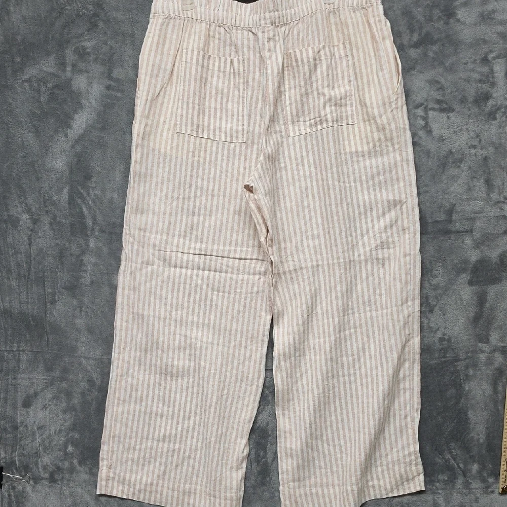 a new day Blush and White Striped Pull-On Linen Pants sz XXL